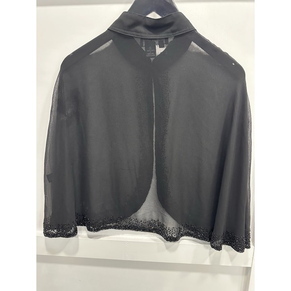 SHEER SEQUIN BEADED BLACK SOFT SHAWL / CAPE EVENINGWEAR JKARA - Picture 3 of 5